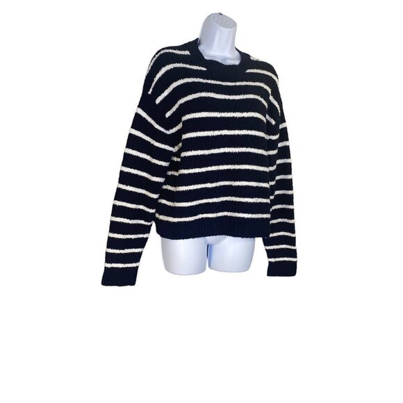 Vince Womens Striped Waffle Stitch Blue White Stripe Sweater Pullover Size Large - Picture 3 of 9